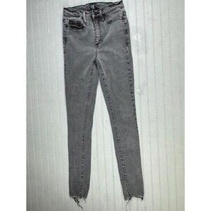 Gap Size 24 Womens Jeans Skinny Raw Hem Mid Rise Black Stretch